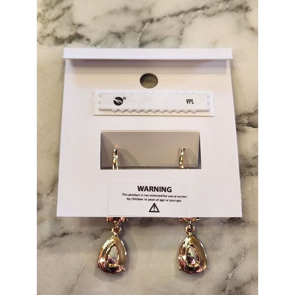 Gold-Tone Crown & Ivy Red Gem Drop Earrings For Women - Picture 3 of 5